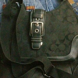 Coach Signature Canvas Leather Buckle Purse